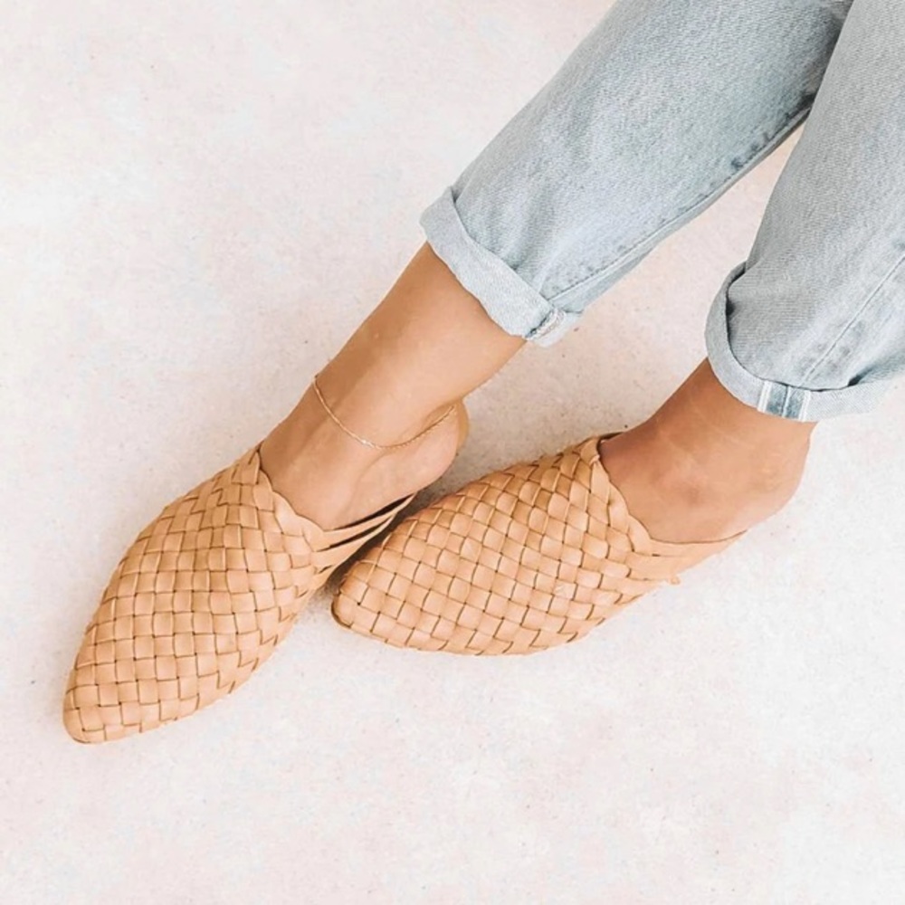 Liberté Prague Woven Mule / Leather Woven Mule in Cream